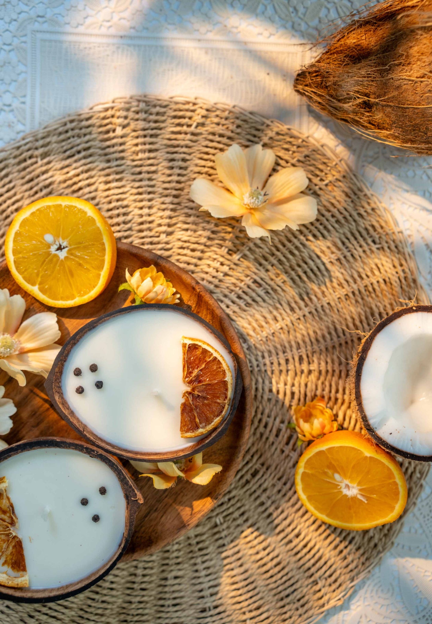 Coconut Shell Candle - Orange