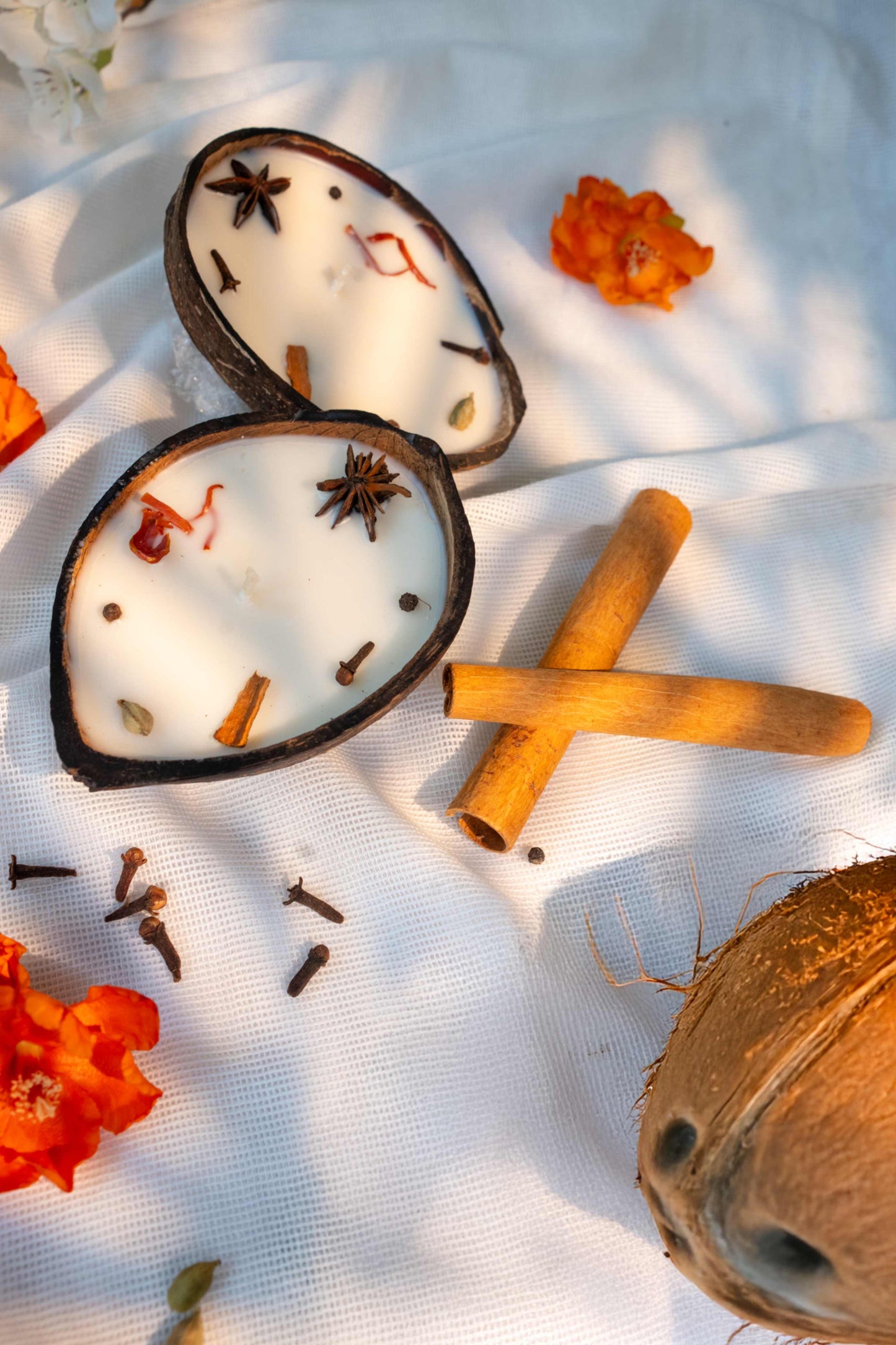 Hand Made Coconut Shell Candle - Spices